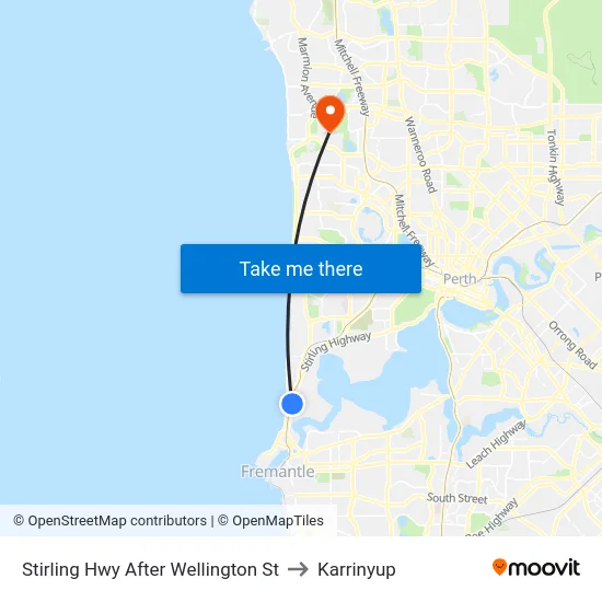 Stirling Hwy After Wellington St to Karrinyup map