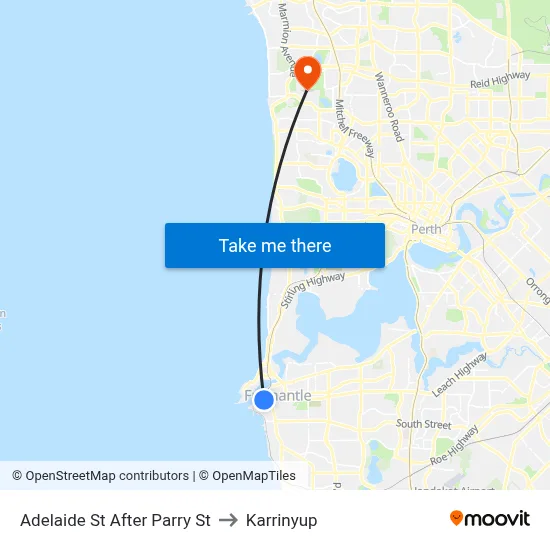 Adelaide St After Parry St to Karrinyup map