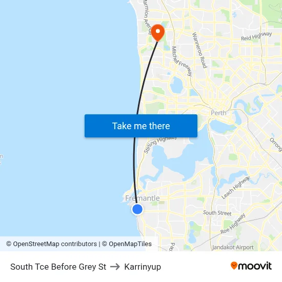 South Tce Before Grey St to Karrinyup map
