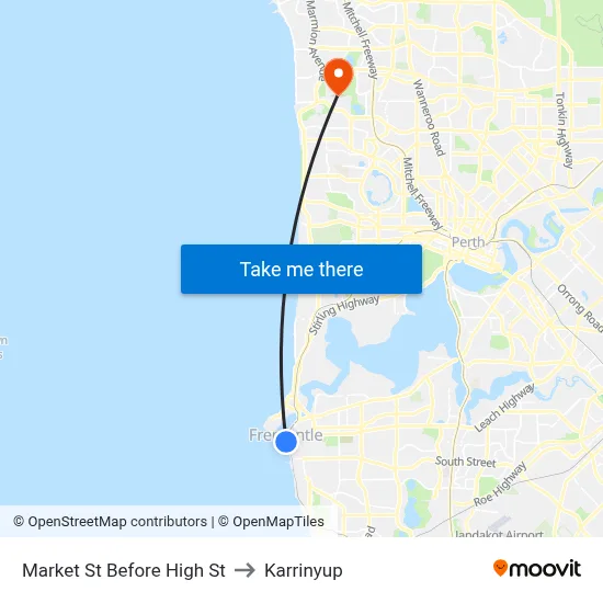 Market St Before High St to Karrinyup map