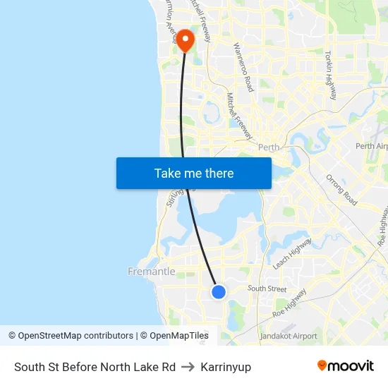 South St Before North Lake Rd to Karrinyup map