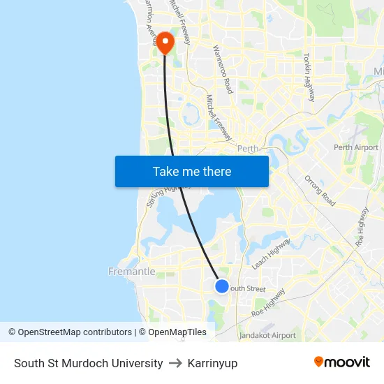 South St Murdoch University to Karrinyup map