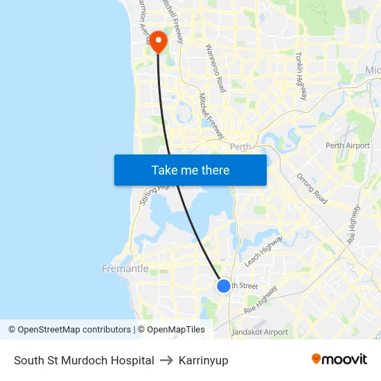 South St Murdoch Hospital to Karrinyup map