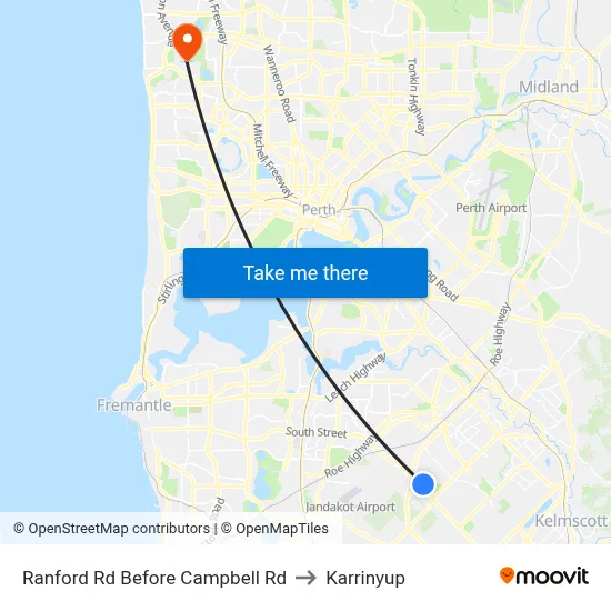 Ranford Rd Before Campbell Rd to Karrinyup map