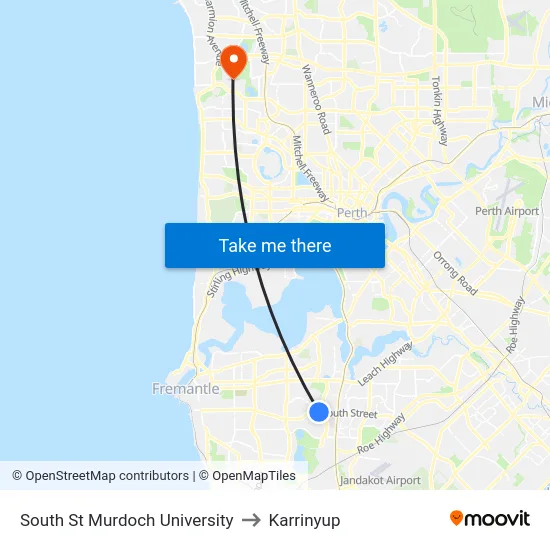 South St Murdoch University to Karrinyup map