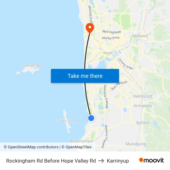 Rockingham Rd Before Hope Valley Rd to Karrinyup map