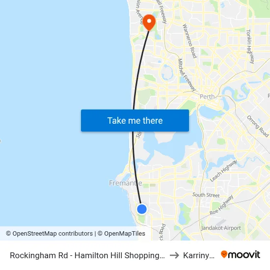Rockingham Rd - Hamilton Hill Shopping Ctr to Karrinyup map