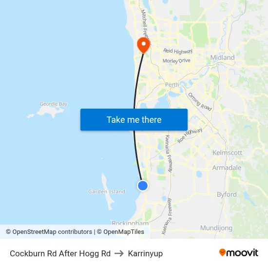 Cockburn Rd After Hogg Rd to Karrinyup map