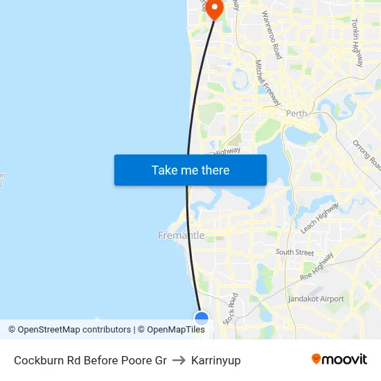 Cockburn Rd Before Poore Gr to Karrinyup map