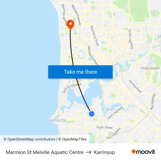 Marmion St Melville Aquatic Centre to Karrinyup map