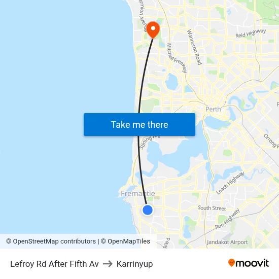 Lefroy Rd After Fifth Av to Karrinyup map
