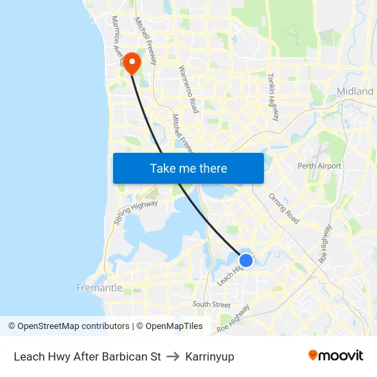 Leach Hwy After Barbican St to Karrinyup map