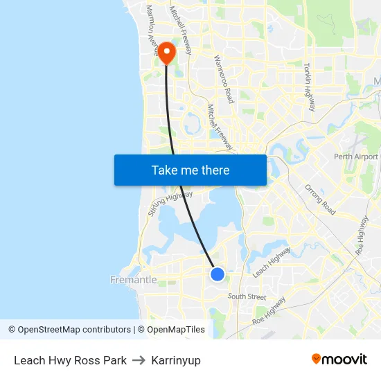 Leach Hwy Ross Park to Karrinyup map