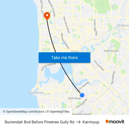 Burrendah Bvd Before Pinetree Gully Rd to Karrinyup map