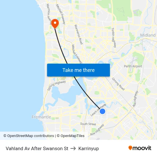 Vahland Av After Swanson St to Karrinyup map