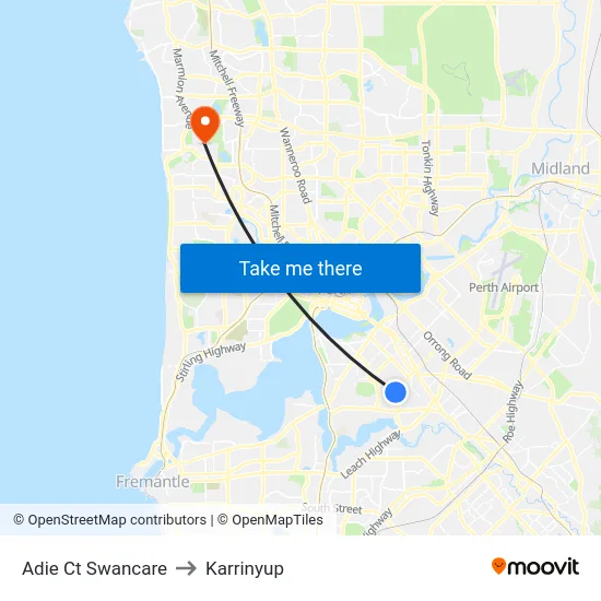 Adie Ct Swancare to Karrinyup map