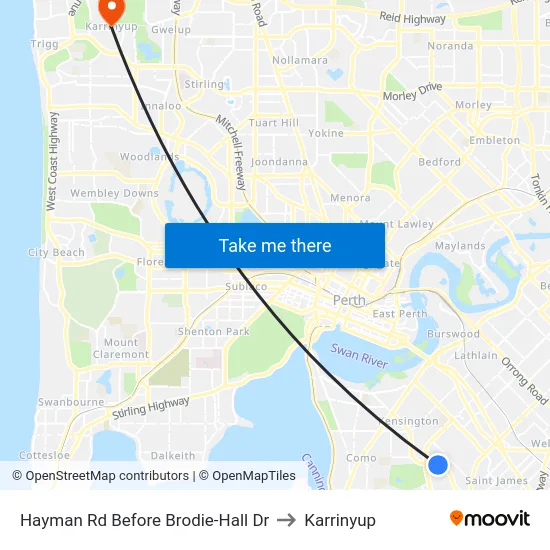 Hayman Rd Before Brodie-Hall Dr to Karrinyup map