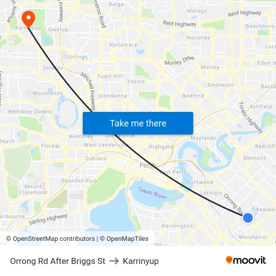 Orrong Rd After Briggs St to Karrinyup map