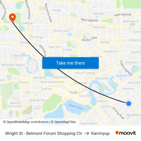 Wright St - Belmont Forum Shopping Ctr to Karrinyup map