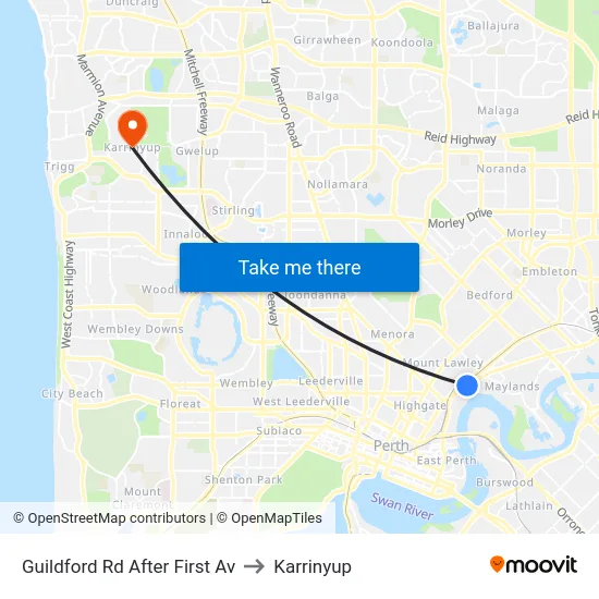 Guildford Rd After First Av to Karrinyup map