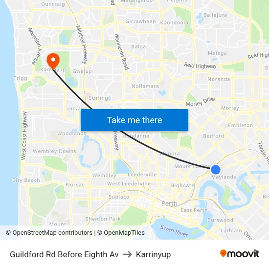 Guildford Rd Before Eighth Av to Karrinyup map