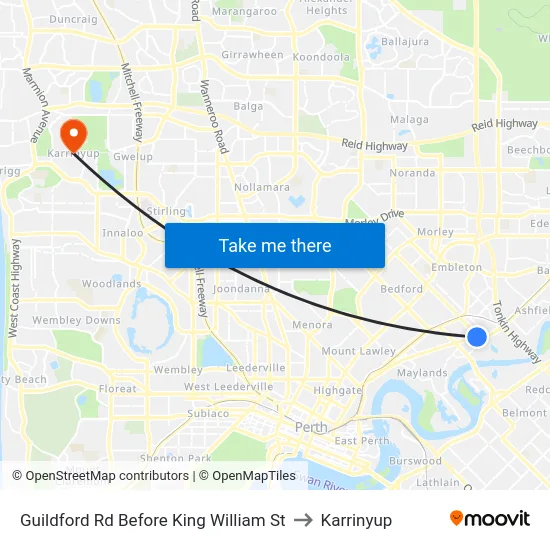 Guildford Rd Before King William St to Karrinyup map