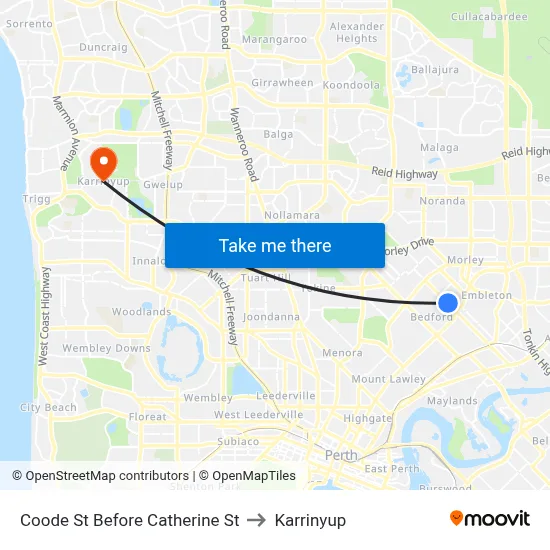 Coode St Before Catherine St to Karrinyup map