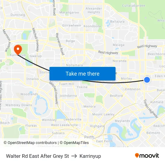 Walter Rd East After Grey St to Karrinyup map