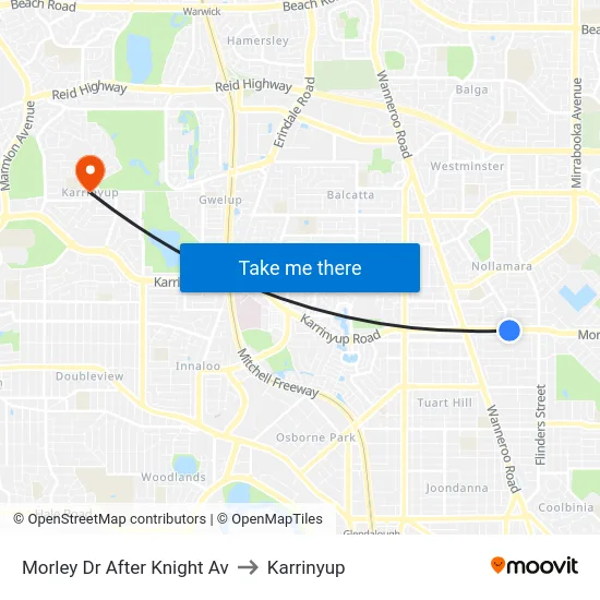 Morley Dr After Knight Av to Karrinyup map