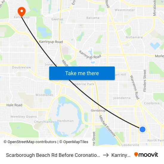 Scarborough Beach Rd Before Coronation St to Karrinyup map