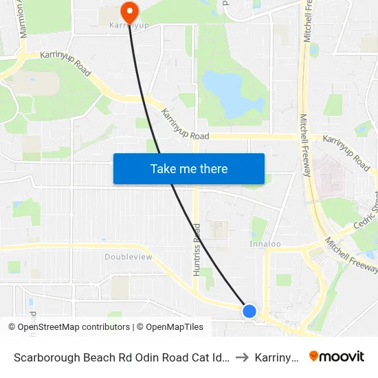 Scarborough Beach Rd Odin Road Cat Id 7 to Karrinyup map