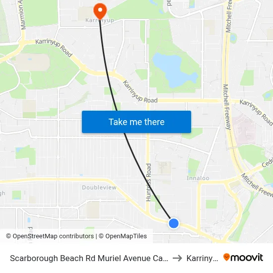 Scarborough Beach Rd Muriel Avenue Cat Id 8 to Karrinyup map