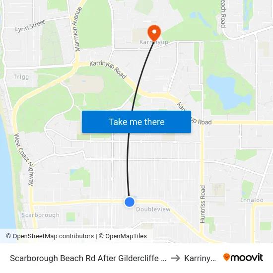 Scarborough Beach Rd After Gildercliffe St to Karrinyup map