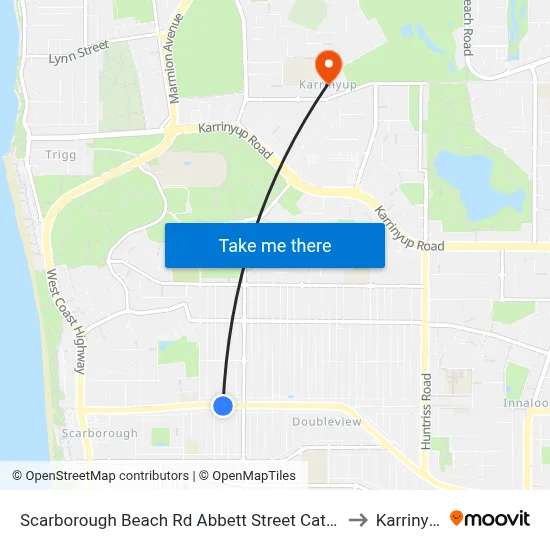 Scarborough Beach Rd Abbett Street Cat Id 16 to Karrinyup map