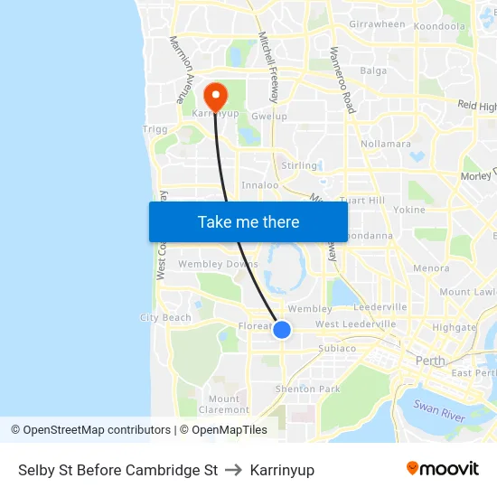 Selby St Before Cambridge St to Karrinyup map