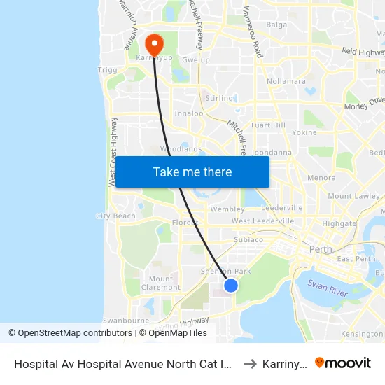 Hospital Av Hospital Avenue North Cat Id 114 to Karrinyup map