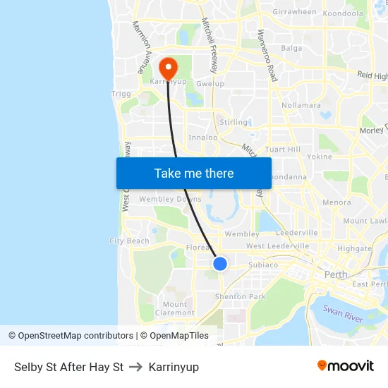Selby St After Hay St to Karrinyup map