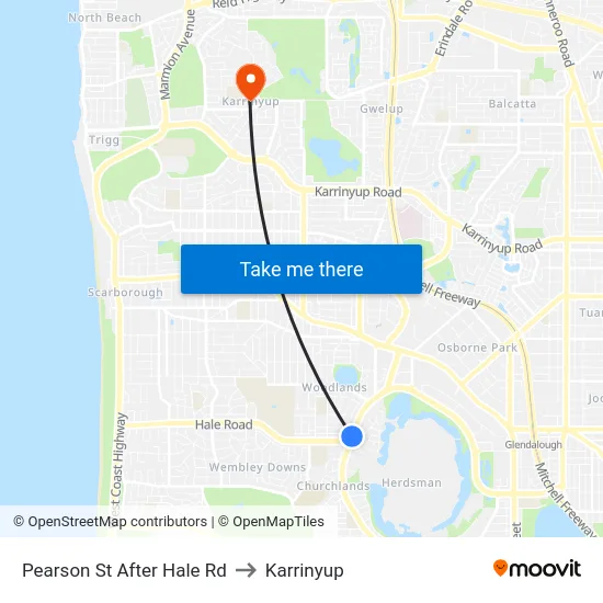 Pearson St After Hale Rd to Karrinyup map