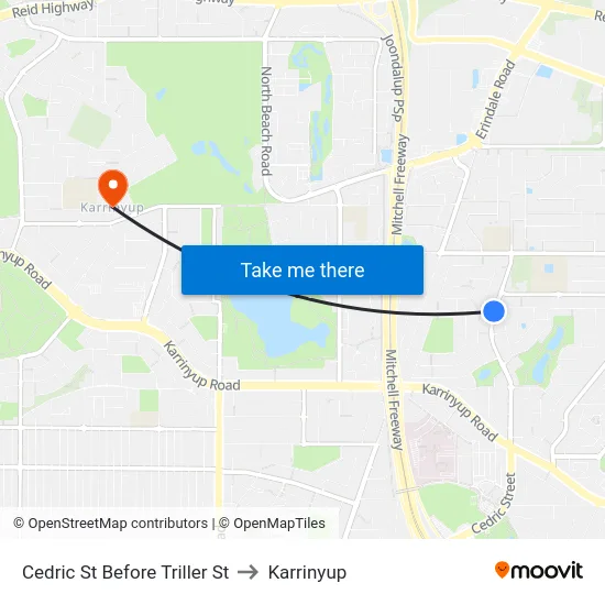 Cedric St Before Triller St to Karrinyup map