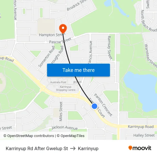 Karrinyup Rd After Gwelup St to Karrinyup map