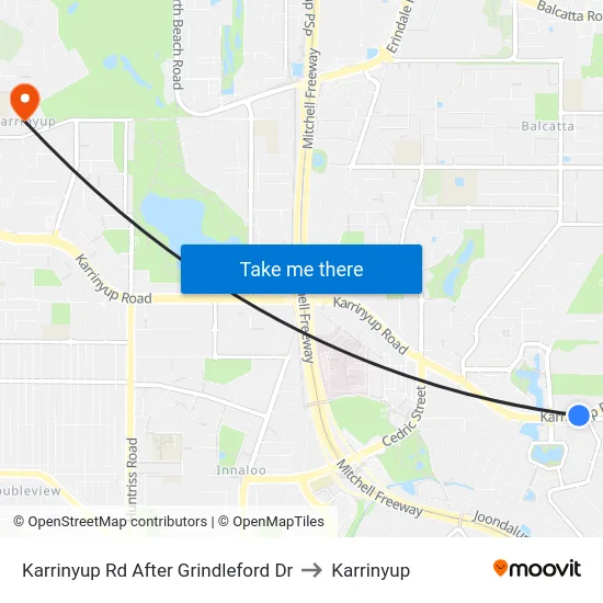 Karrinyup Rd After Grindleford Dr to Karrinyup map