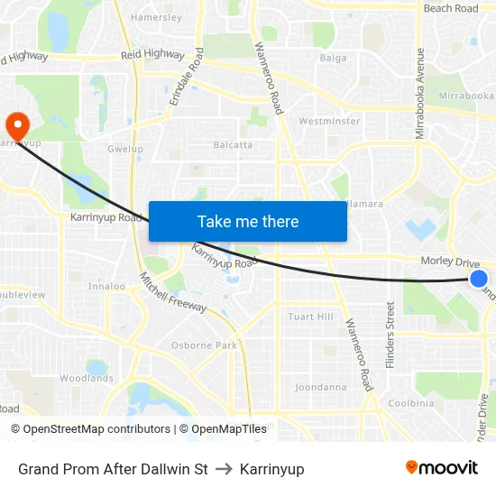Grand Prom After Dallwin St to Karrinyup map