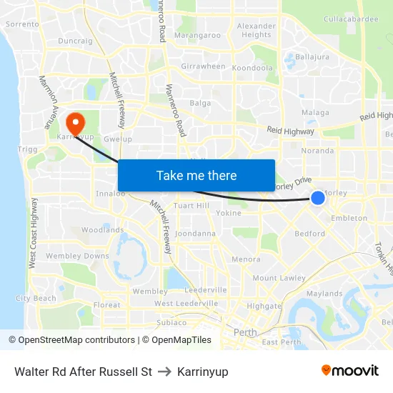 Walter Rd After Russell St to Karrinyup map