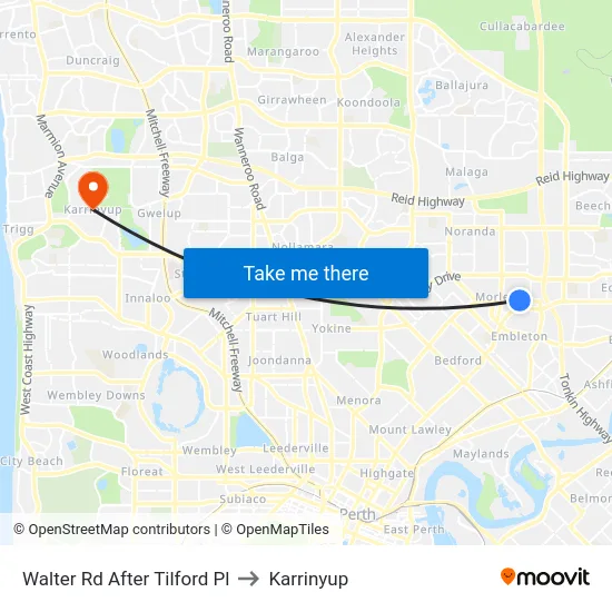 Walter Rd After Tilford Pl to Karrinyup map