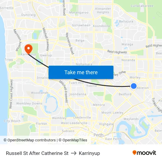 Russell St After Catherine St to Karrinyup map