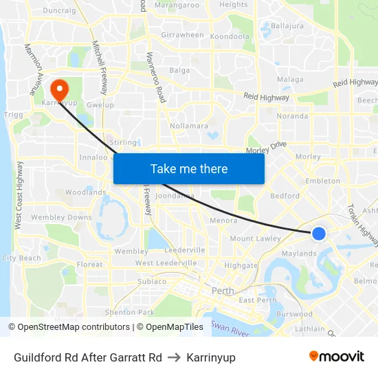 Guildford Rd After Garratt Rd to Karrinyup map