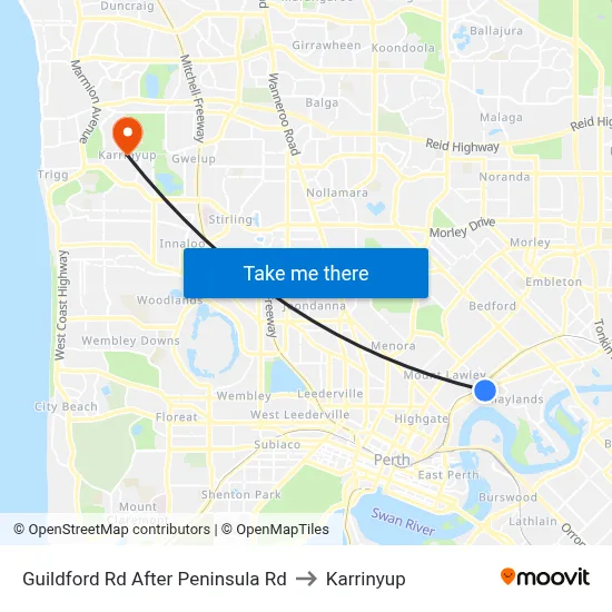 Guildford Rd After Peninsula Rd to Karrinyup map