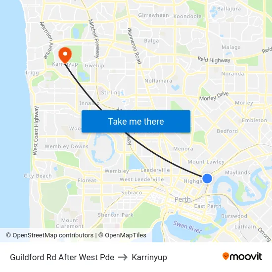 Guildford Rd After West Pde to Karrinyup map