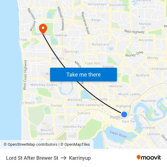 Lord St After Brewer St to Karrinyup map