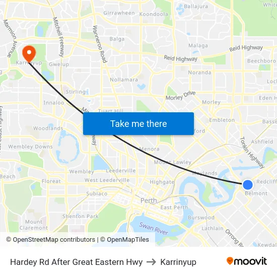 Hardey Rd After Great Eastern Hwy to Karrinyup map